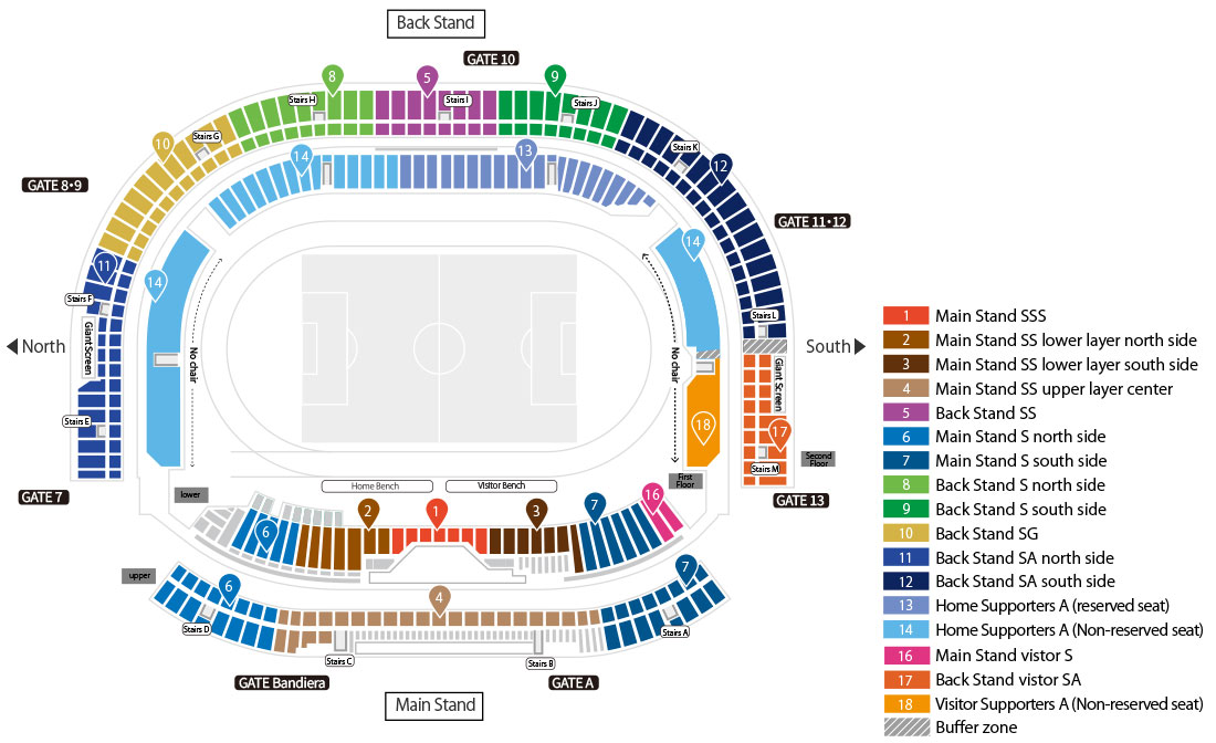 Uvanceとどろきスタジアム by Fujitsu 席割図
